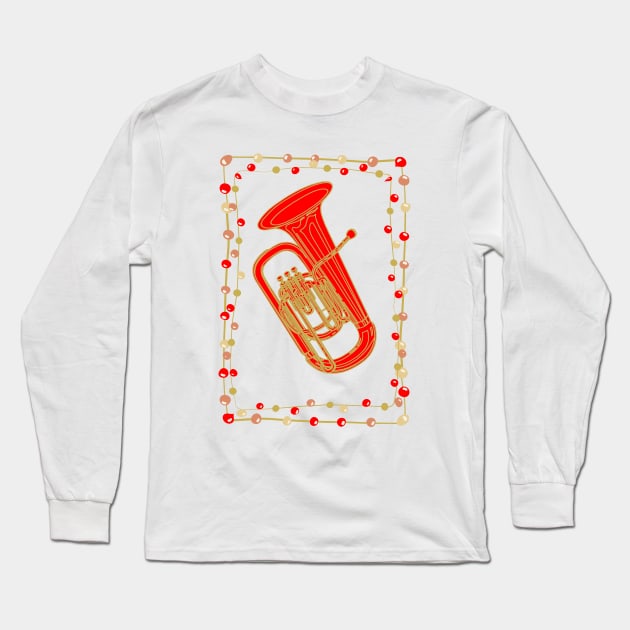 Christmas Tuba Long Sleeve T-Shirt by AngelFlame